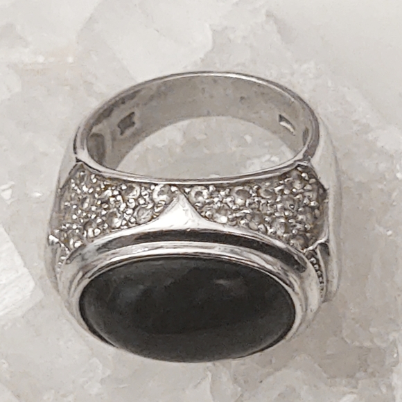 ISO Info- Onyx & Diamond Sterling Silver Ring-9.25 - Picture 6 of 13